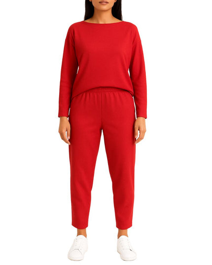 Women’s Two-Piece Set with Wide-Neck Top and Tapered Trousers