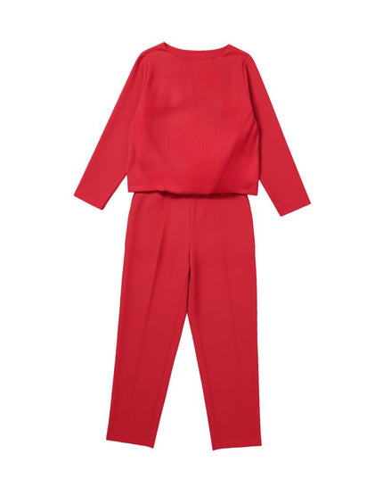 Women’s Two-Piece Set with Wide-Neck Top and Tapered Trousers