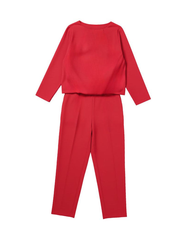 Women’s Two-Piece Set with Wide-Neck Top and Tapered Trousers