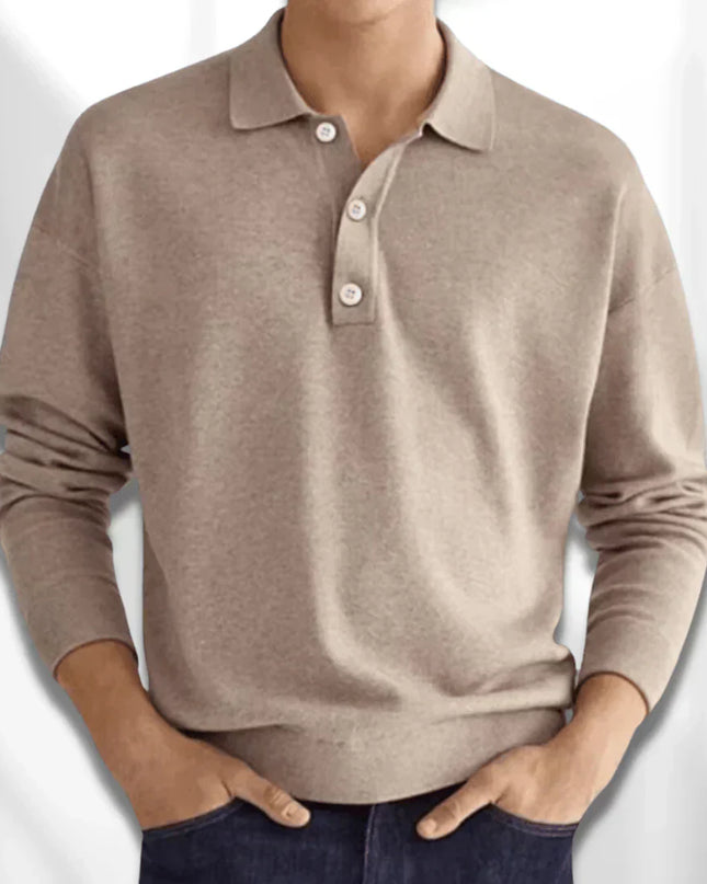 Men’s long-sleeve knit polo shirt