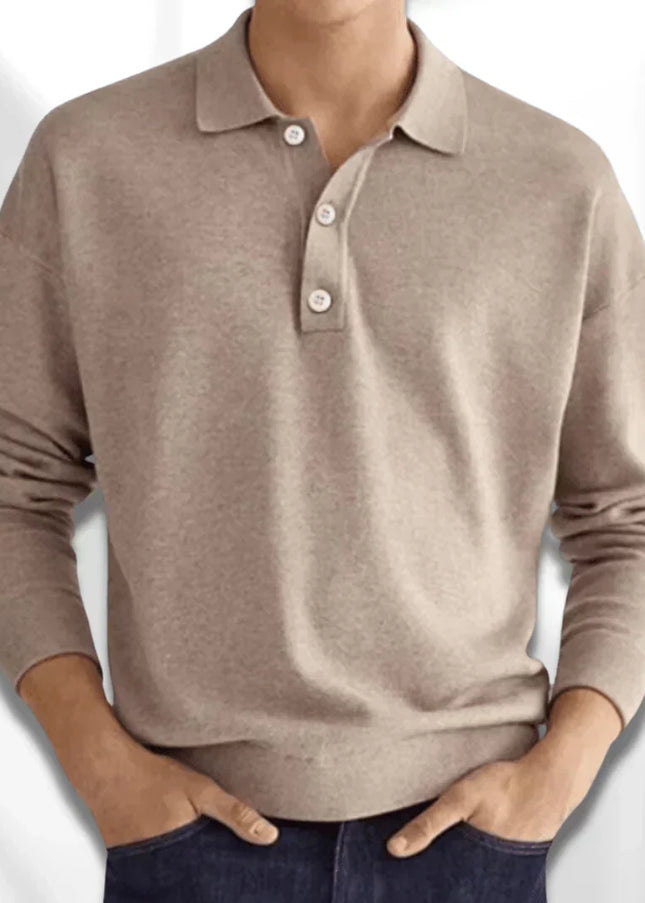 Men’s long-sleeve knit polo shirt