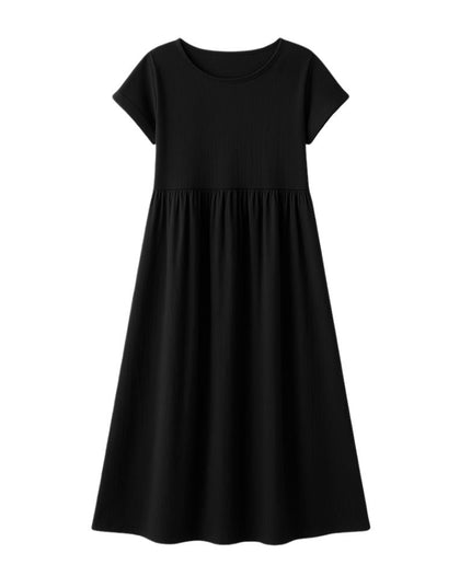 Women’s Long Dress with Short Sleeves and Loose Fit