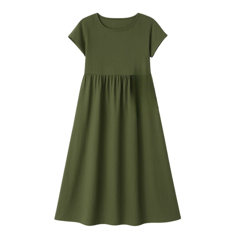 Women’s Long Dress with Short Sleeves and Loose Fit