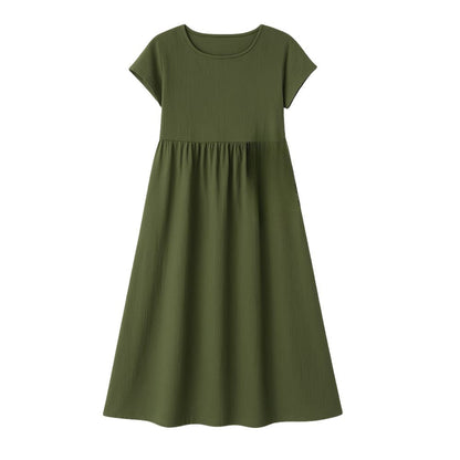 Women’s Long Dress with Short Sleeves and Loose Fit