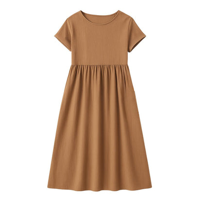 Women’s Long Dress with Short Sleeves and Loose Fit