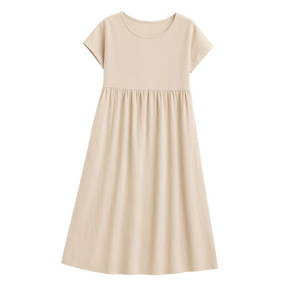 Women’s Long Dress with Short Sleeves and Loose Fit