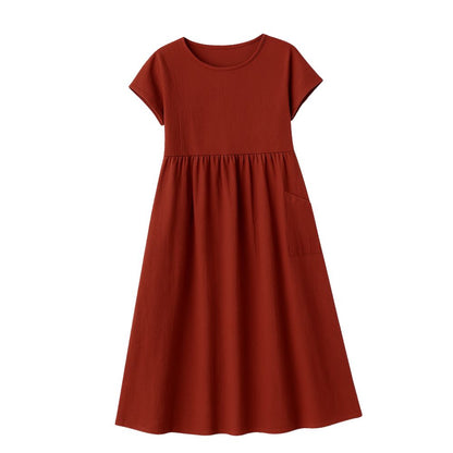 Women’s Long Dress with Short Sleeves and Loose Fit