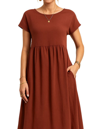 Women’s Long Dress with Short Sleeves and Loose Fit