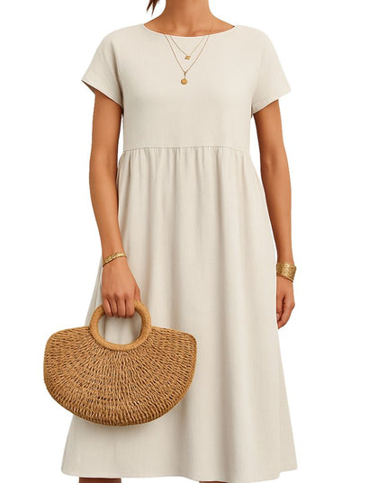 Women’s Long Dress with Short Sleeves and Loose Fit