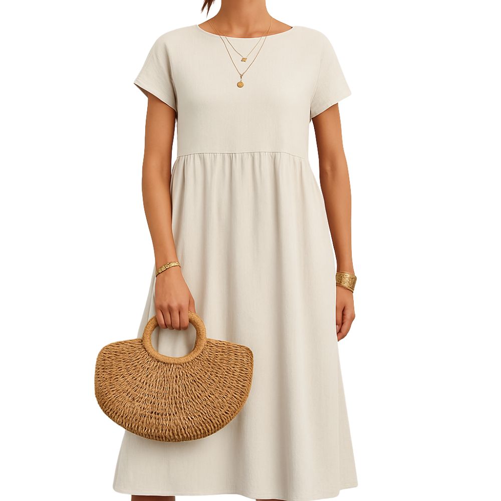 Women’s Long Dress with Short Sleeves and Loose Fit