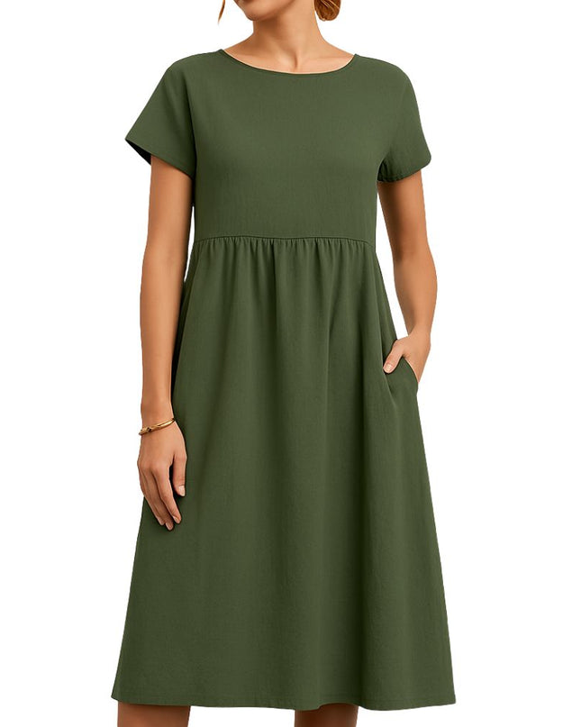 Women’s Long Dress with Short Sleeves and Loose Fit