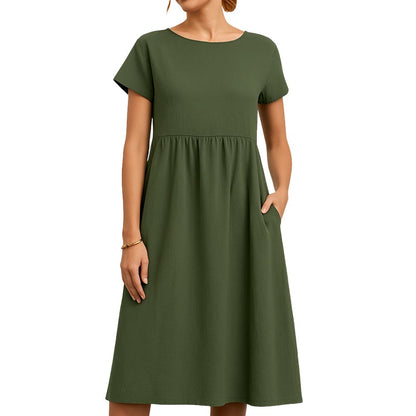 Women’s Long Dress with Short Sleeves and Loose Fit