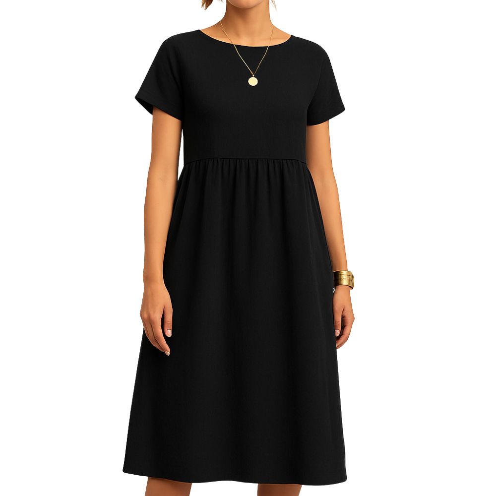 Women’s Long Dress with Short Sleeves and Loose Fit