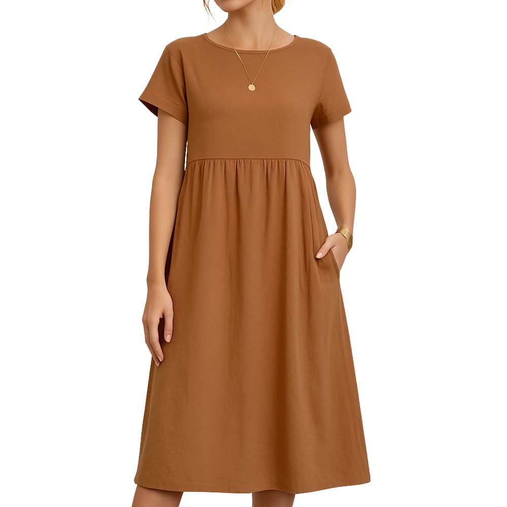 Women’s Long Dress with Short Sleeves and Loose Fit