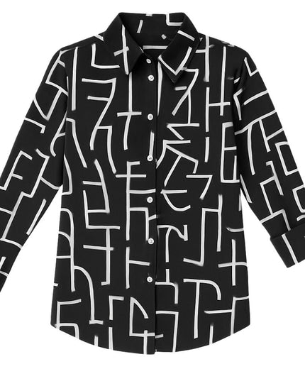 Women's blouse with pattern and button placket