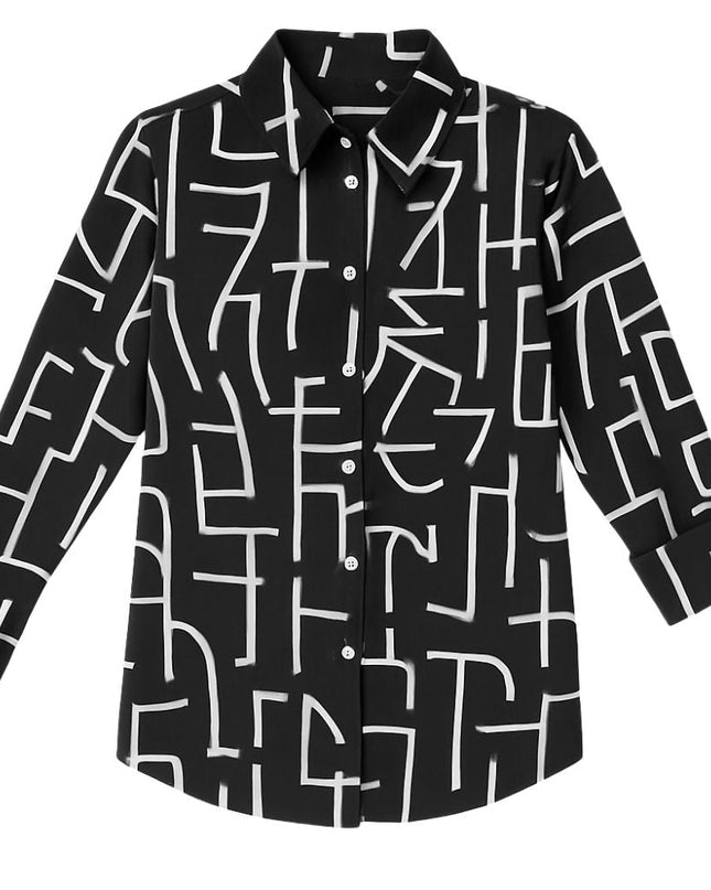 Women's blouse with pattern and button placket