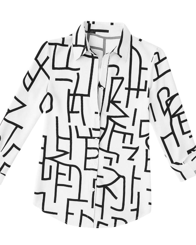 Women's blouse with pattern and button placket