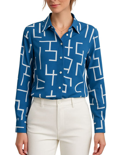 Women's blouse with pattern and button placket