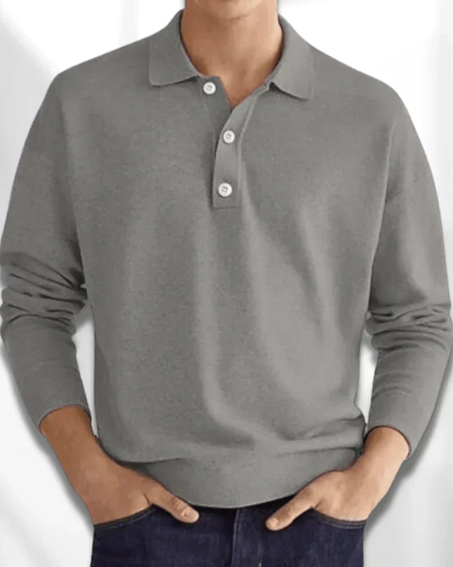 Men’s long-sleeve knit polo shirt