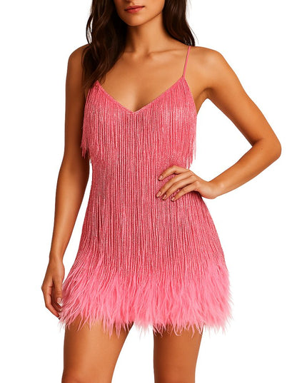 Evening dress with narrow straps and figure-hugging cut