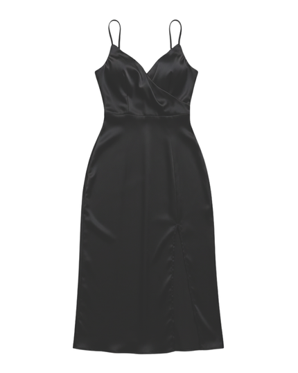 Dress with waterfall neckline and side slit