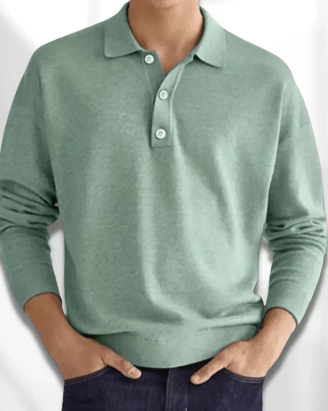 Men’s long-sleeve knit polo shirt