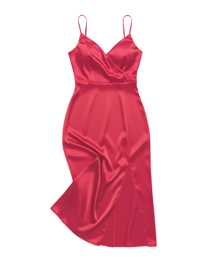 Dress with waterfall neckline and side slit