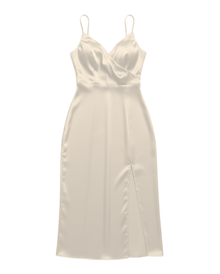 Dress with waterfall neckline and side slit