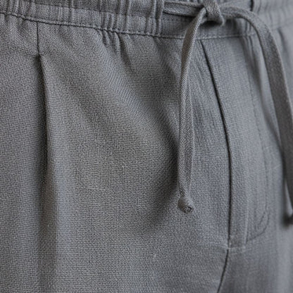 Lightweight men's leisure trousers with elastic waistband and straight cut