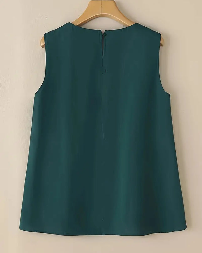 Sleeveless top with round neckline
