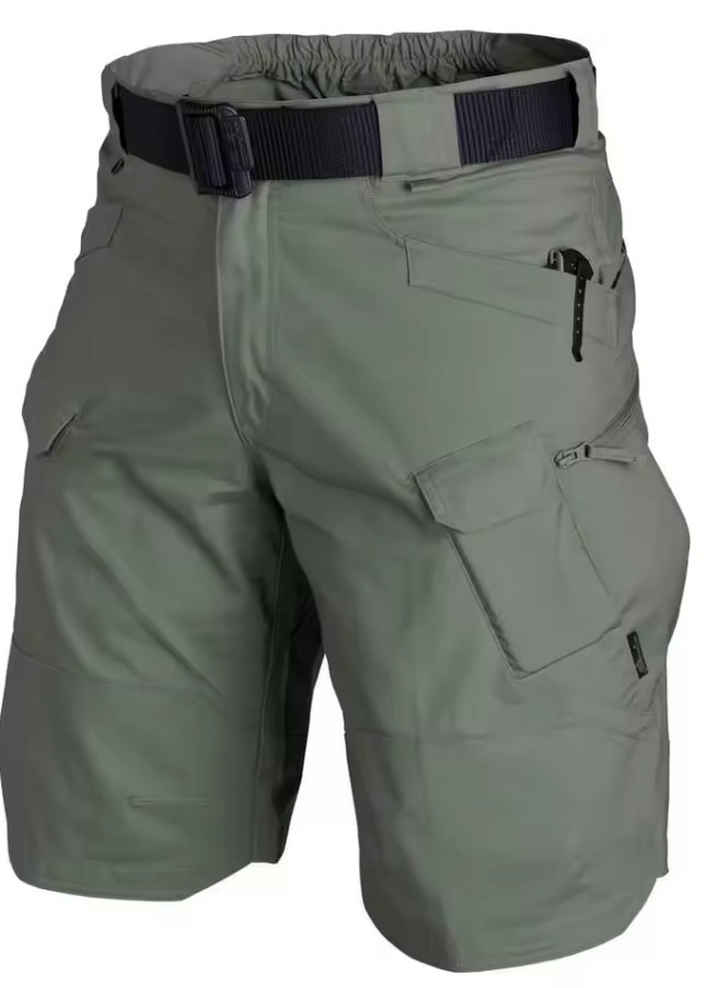 Cargo shorts with multiple pockets and belt