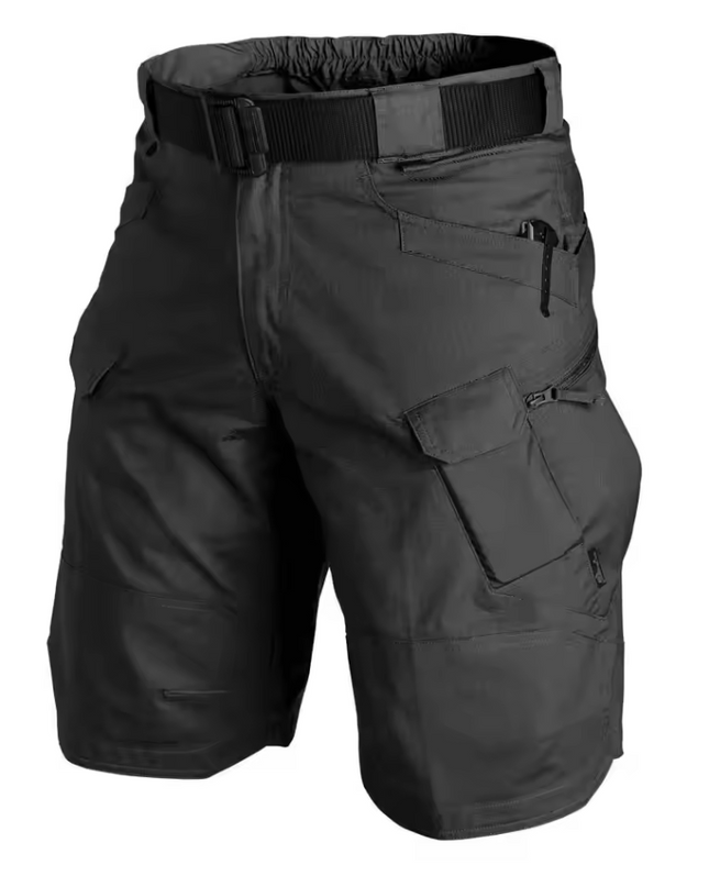 Cargo shorts with multiple pockets and belt