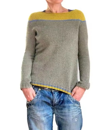 Knitted sweater with contrasting shoulder design