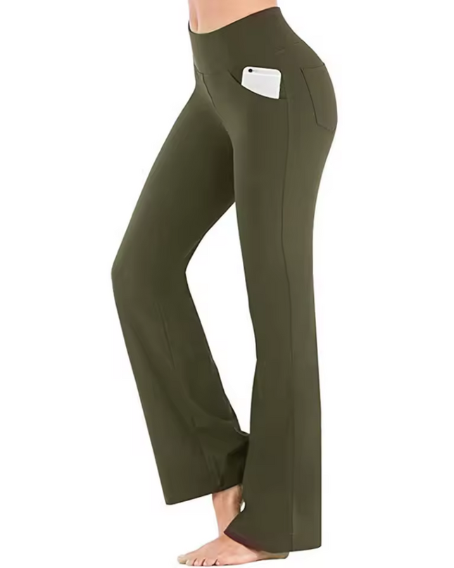 Women's flared leg trousers with side pocket