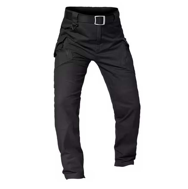 Cargo trousers with multiple pockets and belt