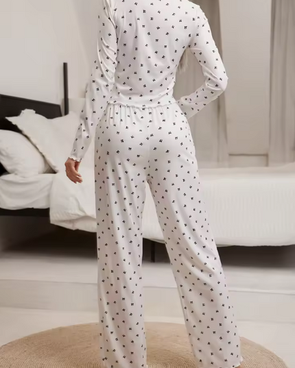 Women's round-neck polka dot pajama set